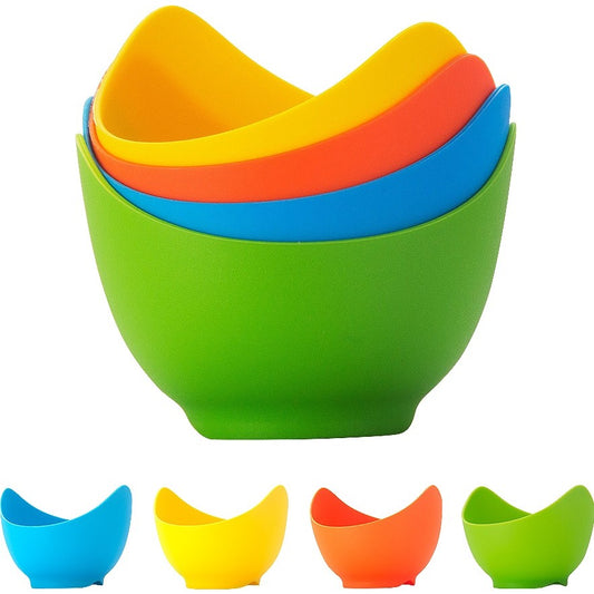 Set 4 forme pentru oua posate Flippy, din silicon rezistent la temperatura mare, usor de utilizat, multicolor-0