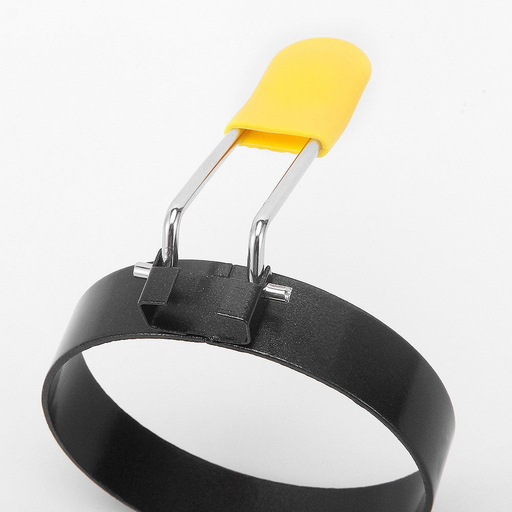 Set 4 forme rotunde pentru ou Flippy, din otel, strat antiaderent, diametru 7.5 cm, cu maner din ABS, negru-5
