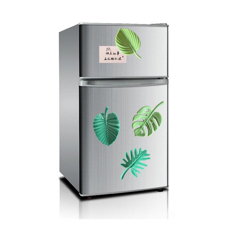Set 4 Magneti de Frigider, Flippy, Model Frunze, din ABS si Magnet, Verde-3