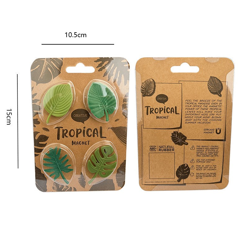 Set 4 Magneti de Frigider, Flippy, Model Frunze, din ABS si Magnet, Verde-4