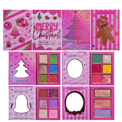 Set 4 Palete de Machiaj, KEVIN & COCO, Christmas Jingle, 21 culori, 27.3 x 20.8 x 2.4 cm-6