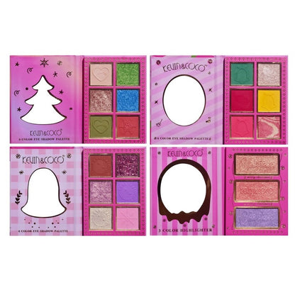 Set 4 Palete de Machiaj, KEVIN & COCO, Christmas Jingle, 21 culori, 27.3 x 20.8 x 2.4 cm-0
