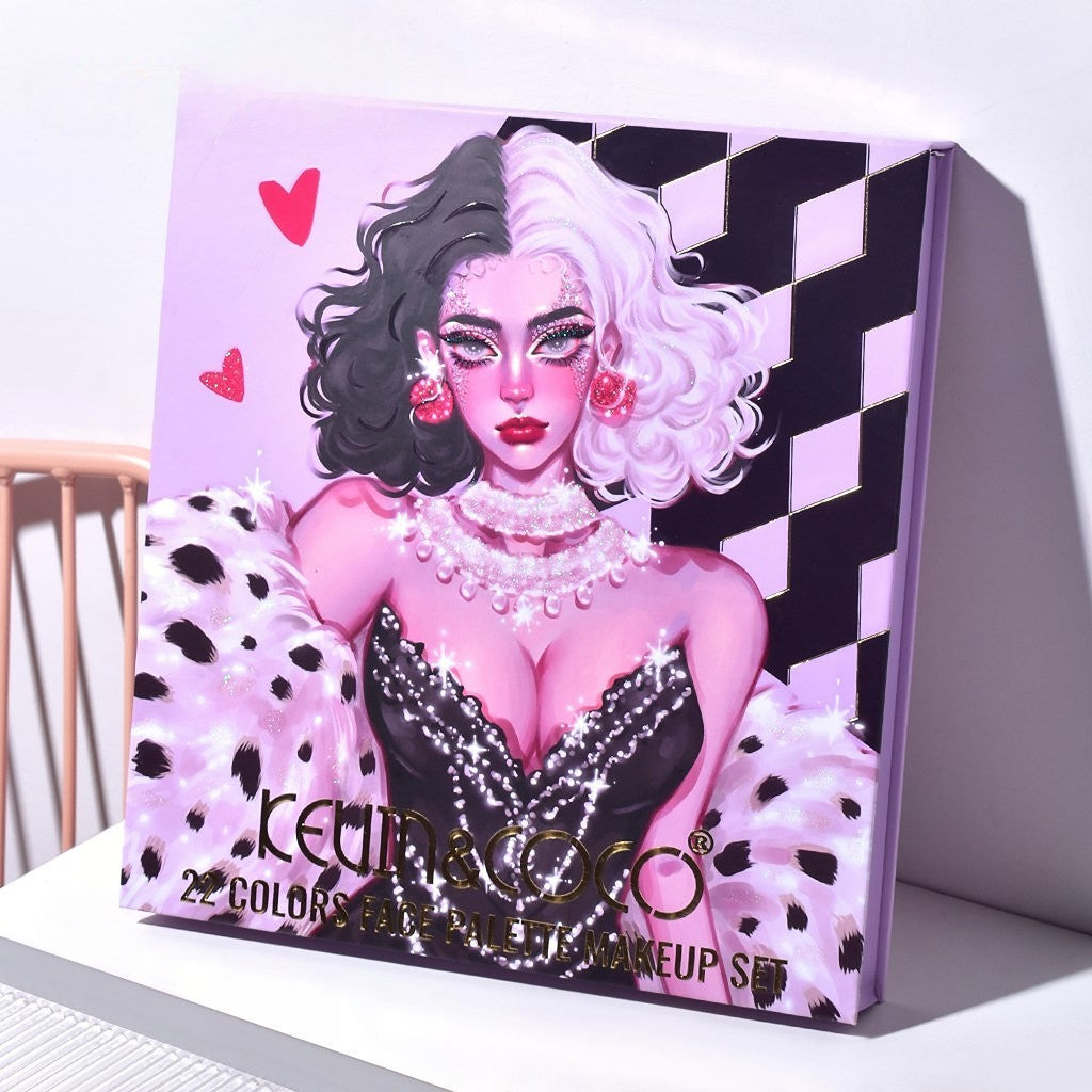 Set 4 Produse de Machiaj, KEVIN &amp; COCO, Black-White Witch, 22 culori, 19.7 x 21.2 x 2.5 cm-1