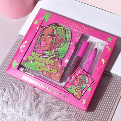 Set 4 Produse de Machiaj, KEVIN &amp; COCO, Green Cool Girl, 18 culori, 20.5 x 18.2 x 2.2 cm-2