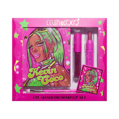 Set 4 Produse de Machiaj, KEVIN &amp; COCO, Green Cool Girl, 18 culori, 20.5 x 18.2 x 2.2 cm-4