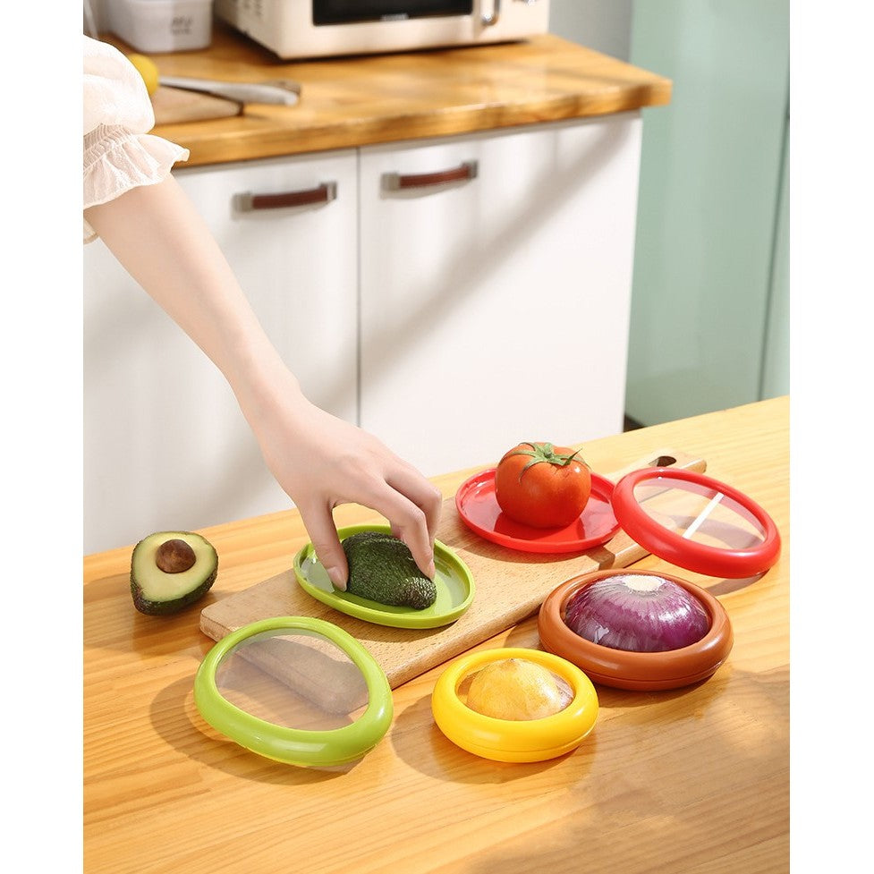 Set 4 Recipiente pentru Pastrarea Proaspata a Legumelor, Flippy, Cutii Portabile Sigilate Anti-oxidare, 4 Forme Diferite pentru Legume sau Fructe, Culori diferite-11