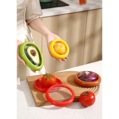 Set 4 Recipiente pentru Pastrarea Proaspata a Legumelor, Flippy, Cutii Portabile Sigilate Anti-oxidare, 4 Forme Diferite pentru Legume sau Fructe, Culori diferite-12