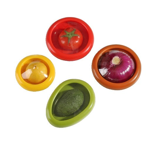 Set 4 Recipiente pentru Pastrarea Proaspata a Legumelor, Flippy, Cutii Portabile Sigilate Anti-oxidare, 4 Forme Diferite pentru Legume sau Fructe, Culori diferite-0