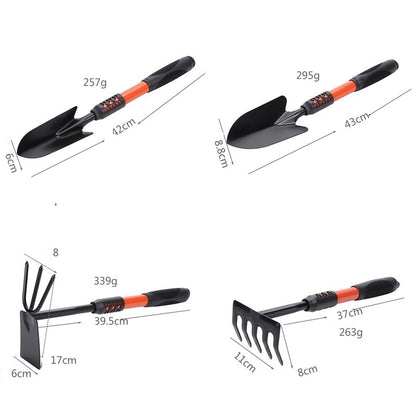 Set 4 Unelte de Gradina Flippy, Maner extensibil, pentru Plantare Prelucrare Sol si Ingrijire Plante, Material otel carbon, negru-7