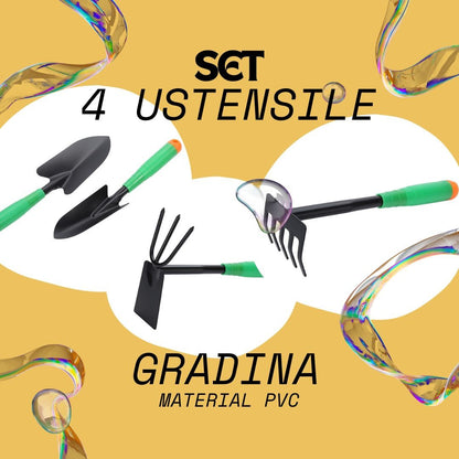Set 4 Unelte de Gradina Flippy, pentru Plantare Prelucrare Sol si Ingrijire Plante, Material PVC si cardboard, 31.5 x 8.5 cm, verde-2