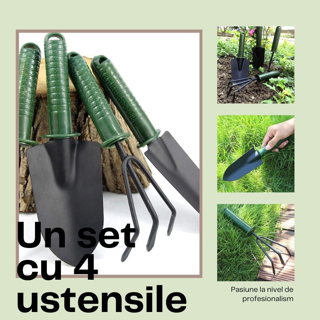 Set 4 Unelte de Gradina Flippy, pentru Plantare Prelucrare Sol si Ingrijire Plante, Material PVC si cardboard, 25 x 8.5 cm, verde-3