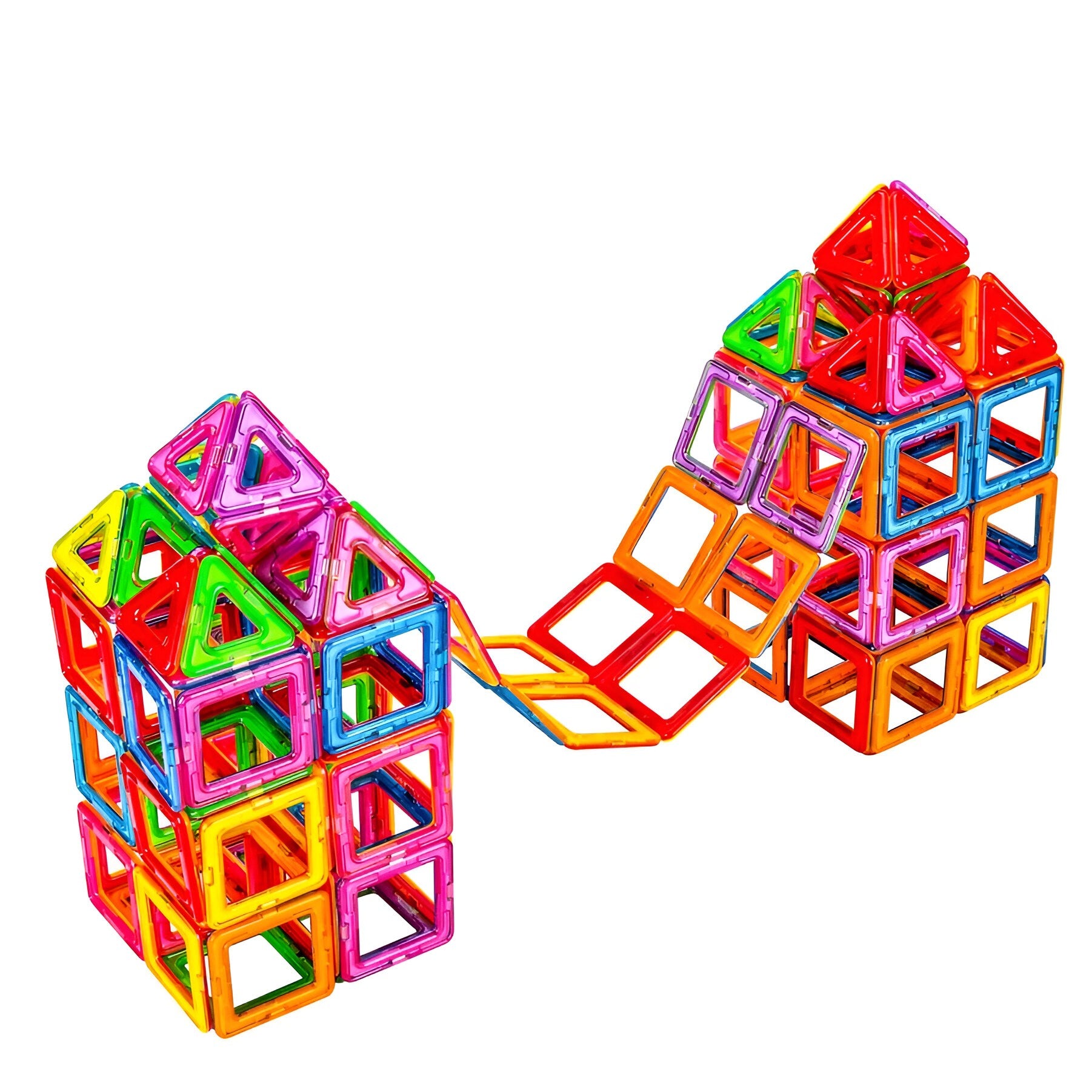 Set 40 Piese Magnetice de Constructie, Flippy, Piese Mici, Magnetic Blocks, Forme Geometrice, 3 Ani, ABS, Magnet, 20.5 x 14.5 x 12 cm, Multicolor-0