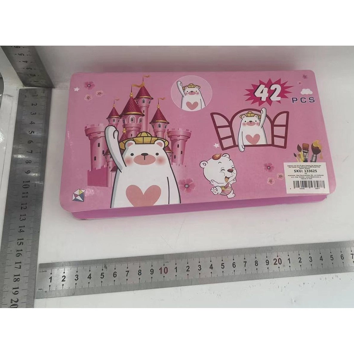 Set 42 Piese de Pictura si Desen, Flippy, Tip Penar, Model Pisicuta, 24.3 x 13 x 3 cm, Roz-2