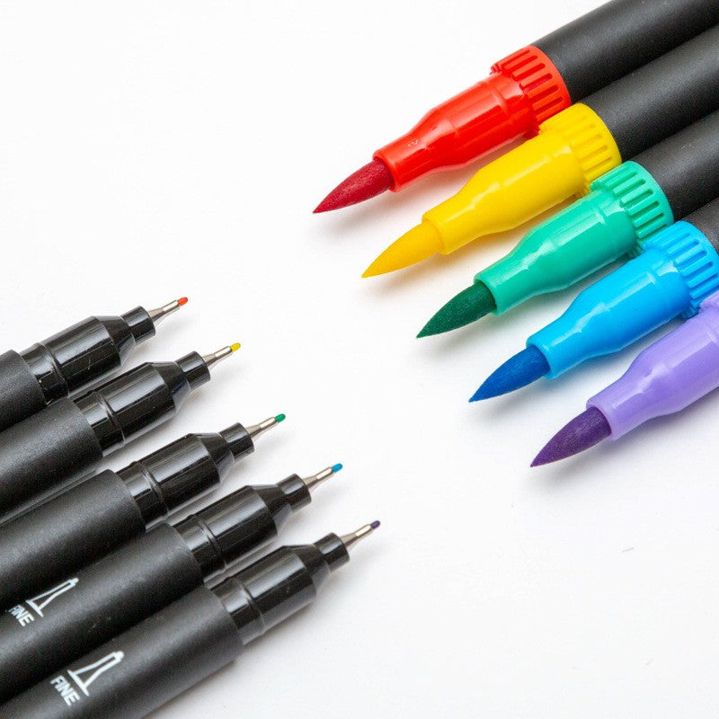 Set 48 Carioci, Flippy, pe Baza de Apa, 2 Tipuri de Varf, 1-2 mm, 0.4 mm, Corp Carioca Negru, din Plastic, Multicolor-4