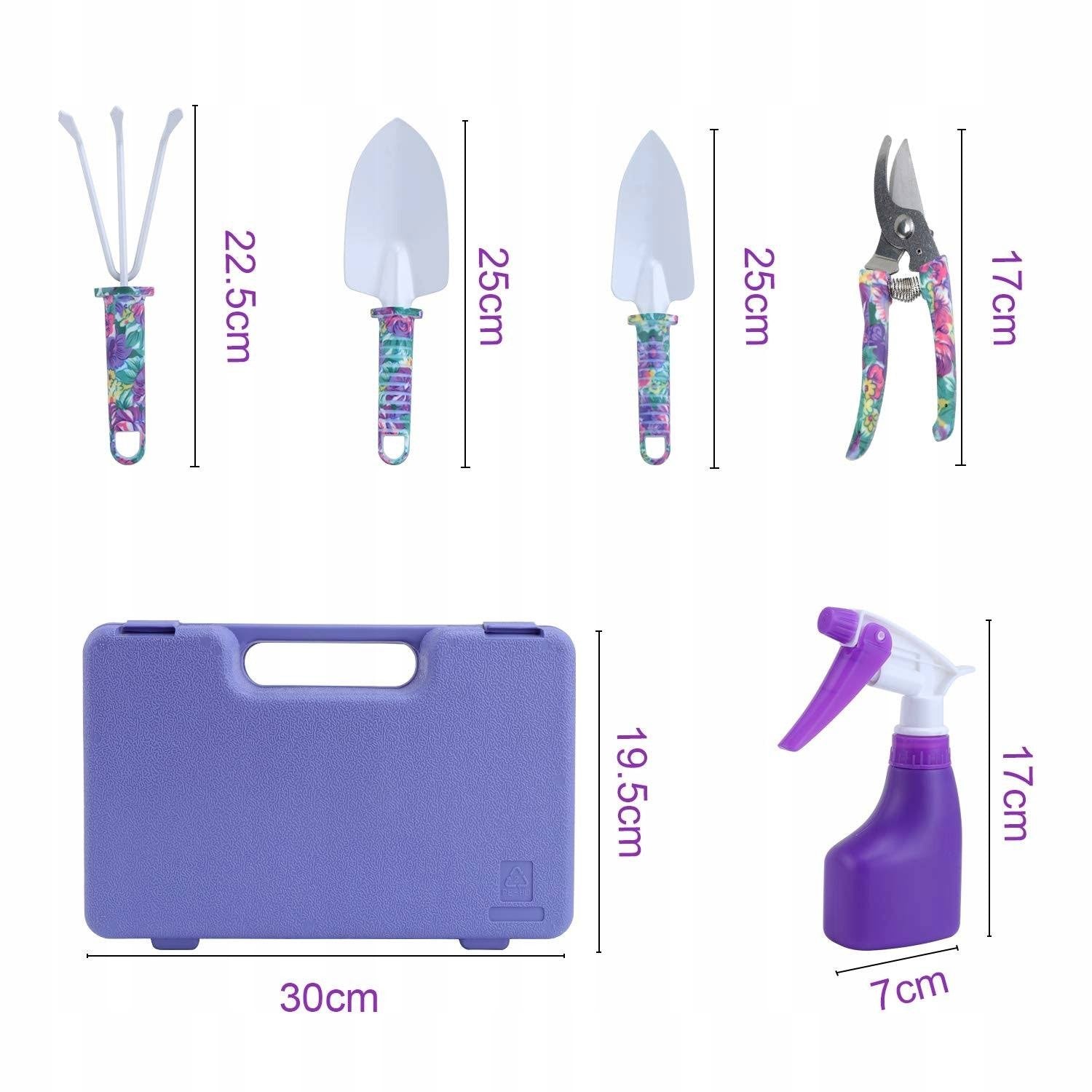 Set 5 accesorii pentru gradinarit Flippy, geanta depozitare inclusa, otel inoxidabil, 38 x 29 cm, mov-3