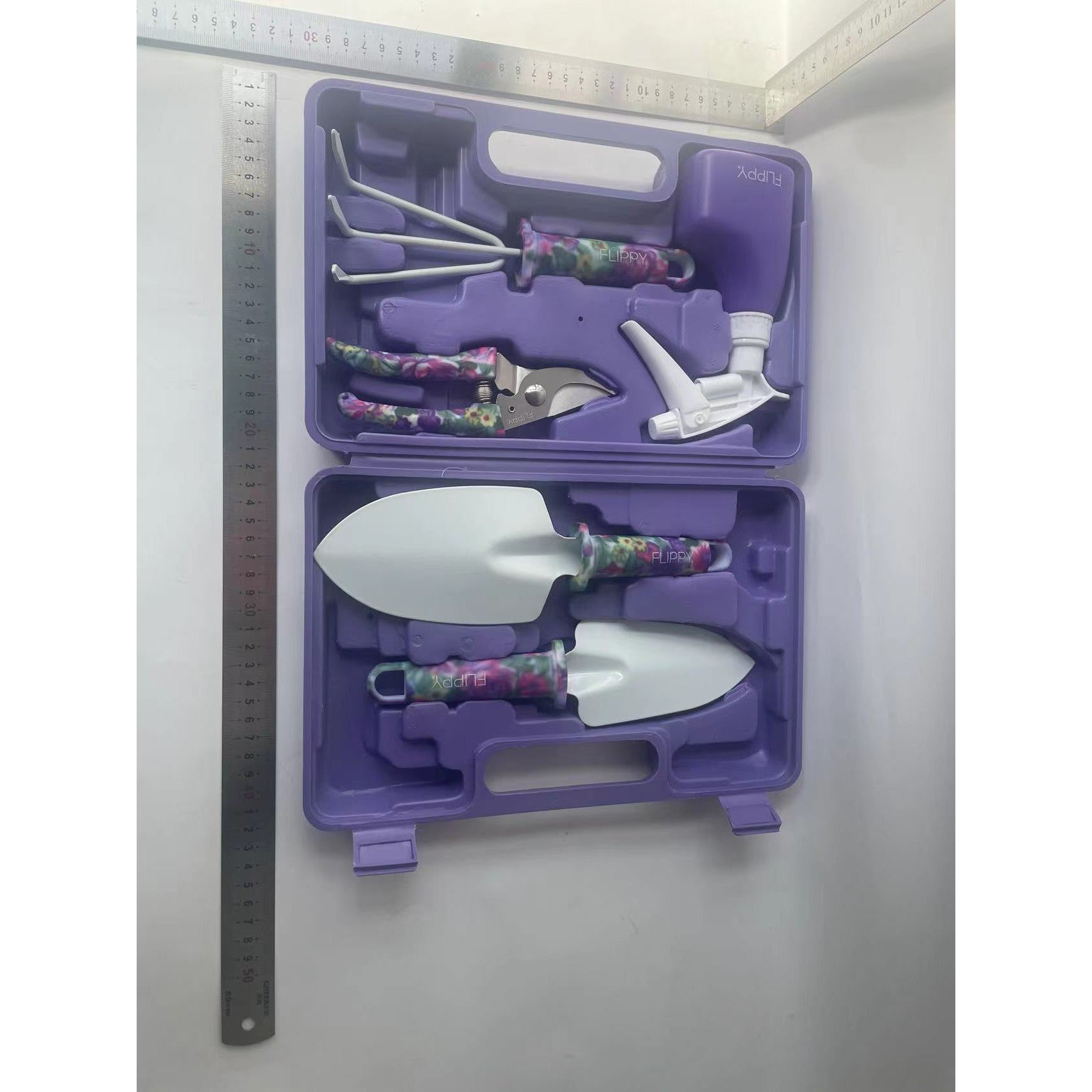 Set 5 accesorii pentru gradinarit Flippy, geanta depozitare inclusa, otel inoxidabil, 38 x 29 cm, mov-6