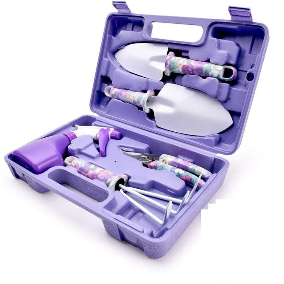 Set 5 accesorii pentru gradinarit Flippy, geanta depozitare inclusa, otel inoxidabil, 38 x 29 cm, mov-0