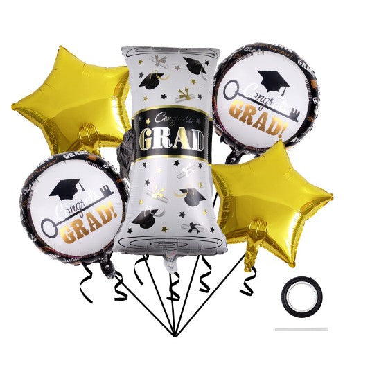 Set 5 baloane folie Absolvire, auriu/negru, model 3-0