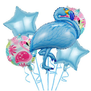 Set 5 Baloane Folie Flamigo Party, 60 -90 cm, Albastru-0