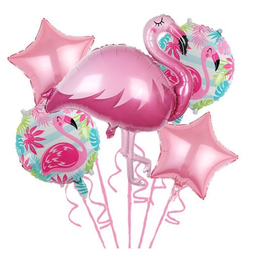 Set 5 Baloane Folie Flamigo Party, 60 -90 cm, Rose-0