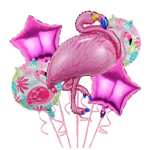 Set 5 Baloane Folie Flamigo Party, 60 -90 cm, Roz-0
