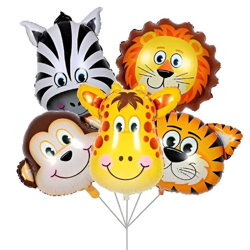 Set 5 Baloane Folie Metalizata, Flippy, Figurine Animale Salbatice, 30 cm, Ambalaj Individual, Pai inclus, Multicolor-0