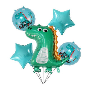 Set 5 Baloane folie, Tematica Dinozaut, Stelute Albastre, 50 - 70 cm-0