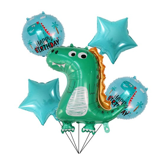 Set 5 Baloane folie, Tematica Dinozaut, Stelute Albastre, 50 - 70 cm-0