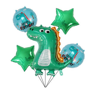 Set 5 Baloane folie, Tematica Dinozaut, Stelute Verzi, 50 - 70 cm-0