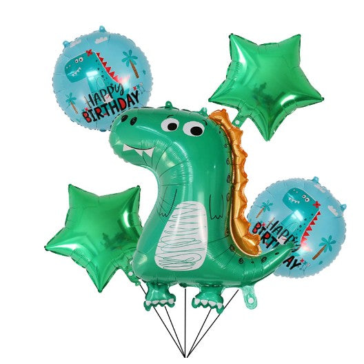 Set 5 Baloane folie, Tematica Dinozaut, Stelute Verzi, 50 - 70 cm-0