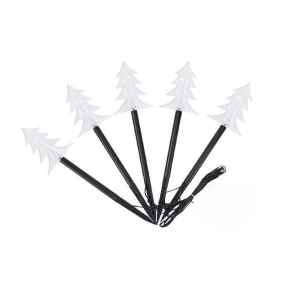 Set 5 Lampi LED cu baterii, de exterior Model Brad, pentru gradina, Flippy, 35.5 cm, Alb Cald-0