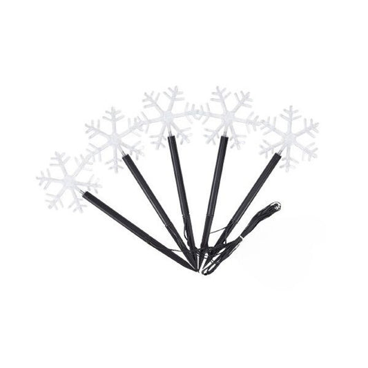 Set 5 Lampi LED cu baterii, de exterior Model Fulg de nea, pentru gradina, Flippy, 35.5 cm, Alb Cald-0