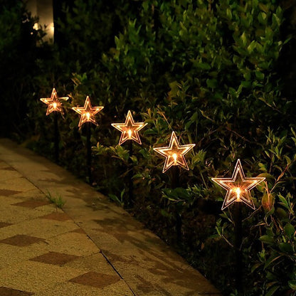 Set 5 Lampi LED cu baterii, de exterior Model Stea, pentru gradina, Flippy, 35.5 cm, Alb Cald-9