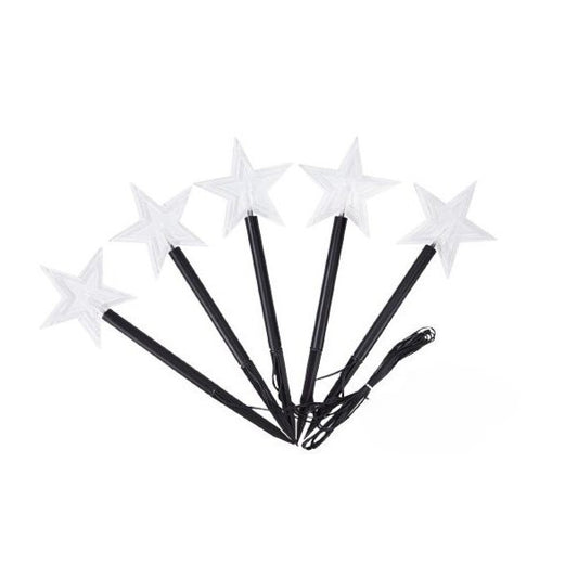 Set 5 Lampi LED cu baterii, de exterior Model Stea, pentru gradina, Flippy, 35.5 cm, Alb Cald-0