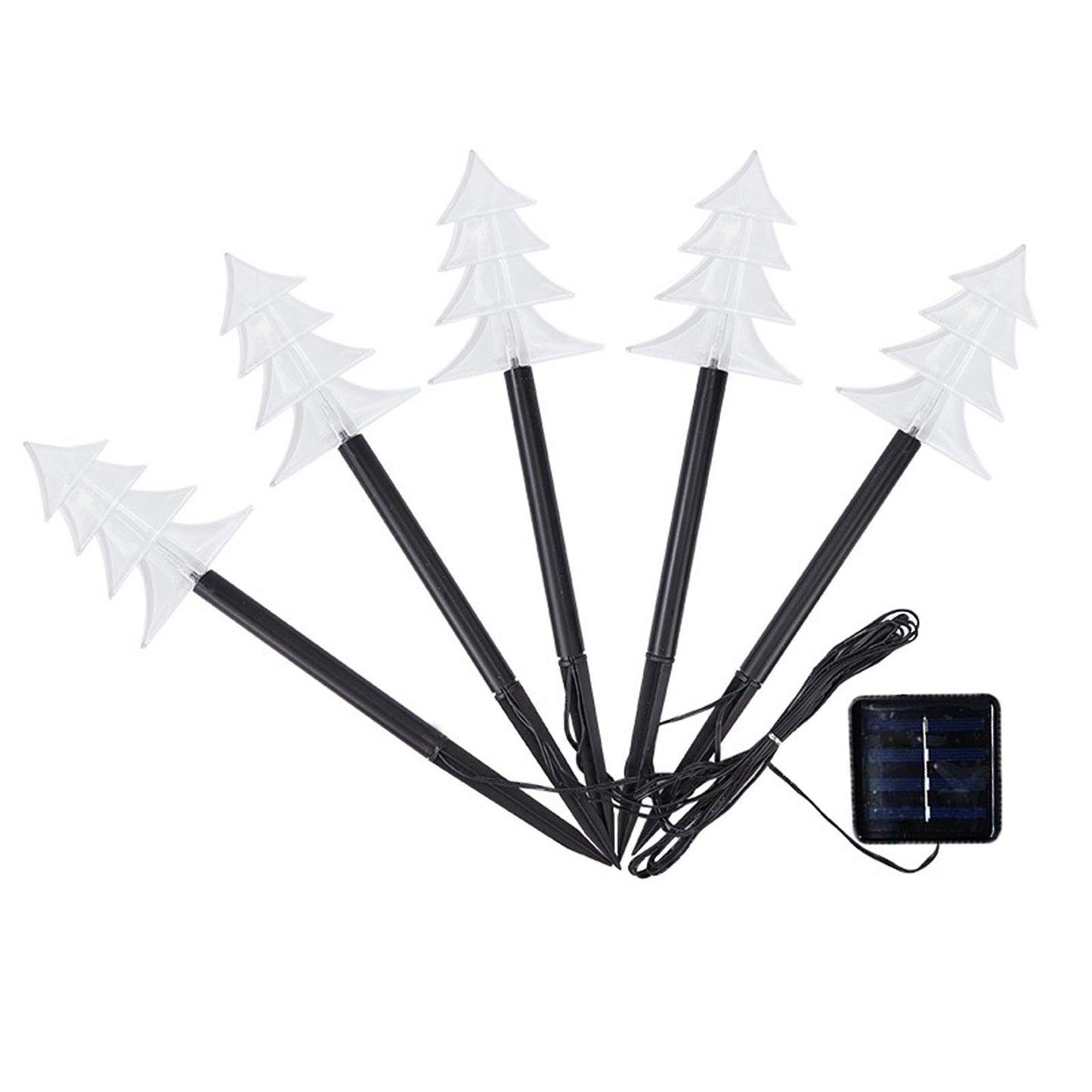 Set 5 Lampi solare LED de exterior Tip Brad pentru gradina Flippy, 37 cm, Alb Cald-0