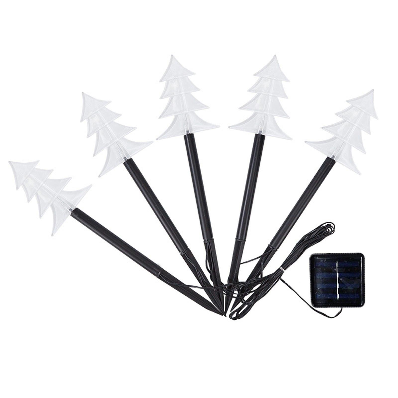 Set 5 Lampi solare LED de exterior Tip Brad pentru gradina Flippy, 37 cm, Alb Cald-0