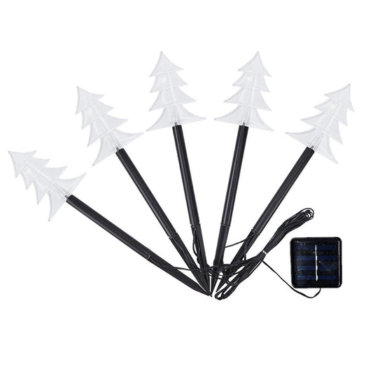 Set 5 Lampi solare LED de exterior Tip Brad pentru gradina Flippy, 37 cm, Alb Cald-0