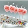 Set 5 lumanari in forma de inima, Happy Bithday, 10 x 2.2 x 8 cm, roz-0