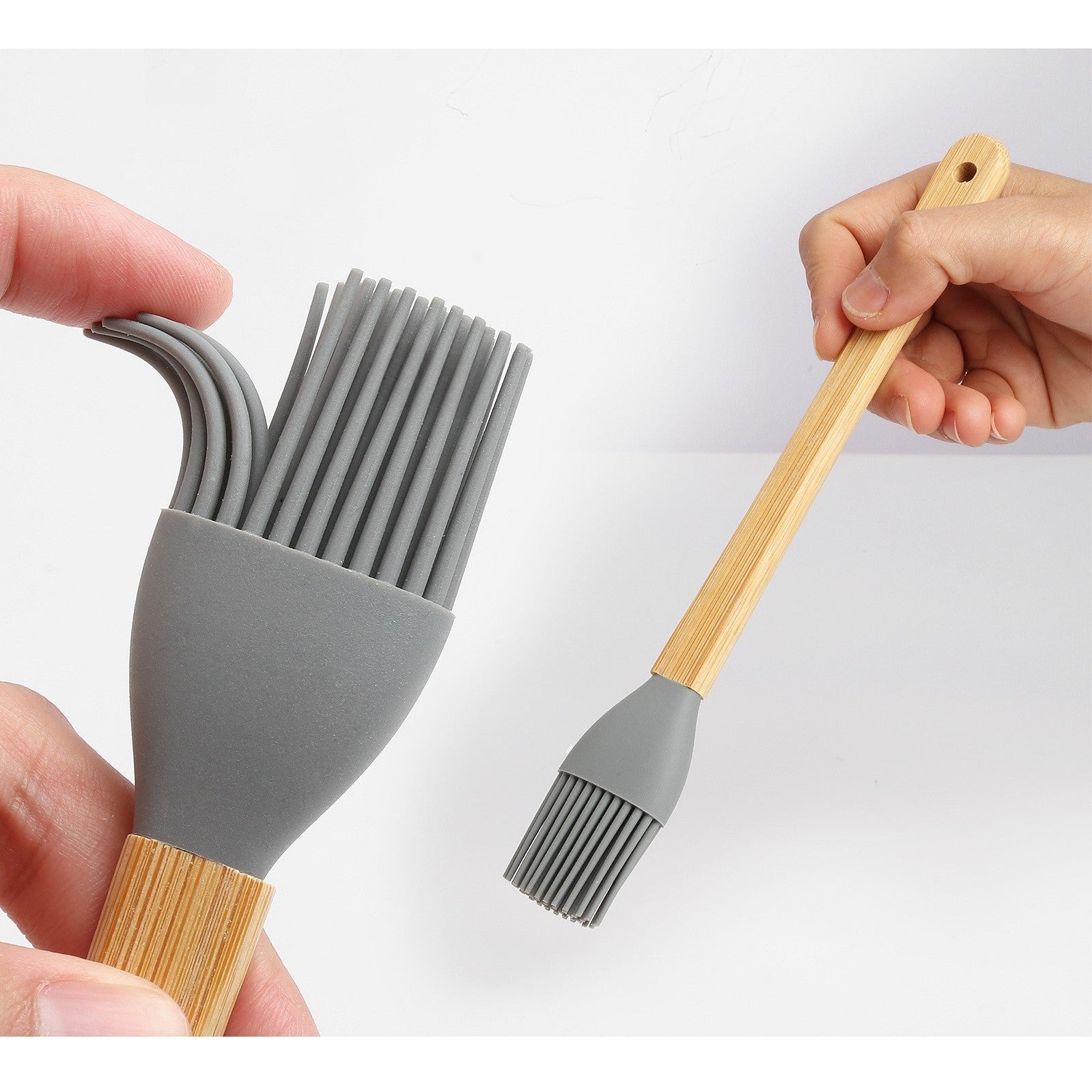 Set 5 Mini Spatule de Silicon Flippy, pensula, Stejar, Multicolor-1