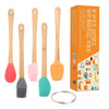 Set 5 Mini Spatule de Silicon Flippy, pensula, Stejar, Multicolor-0