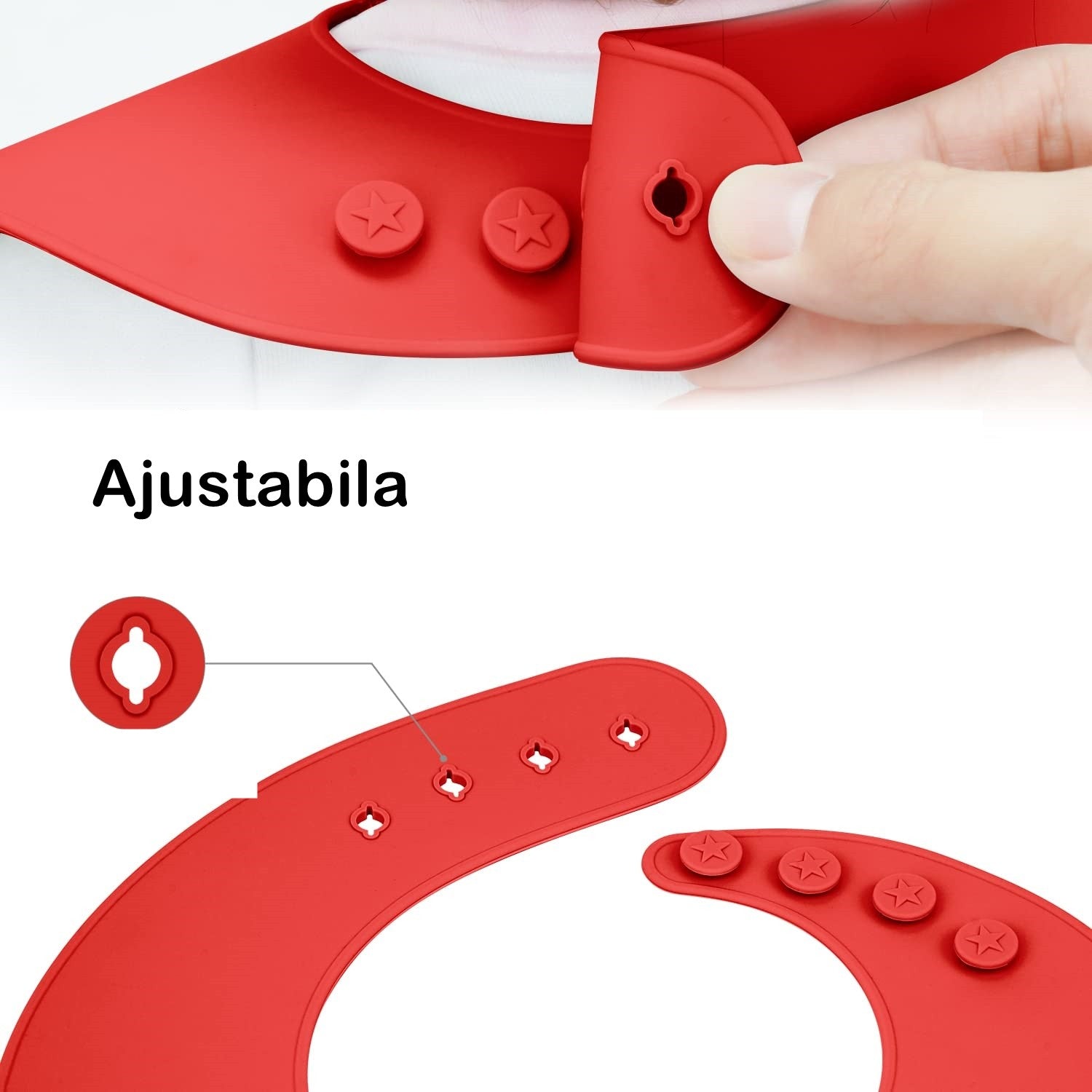 Set 5 piese diversificare bebelusi si copii din silicon Flippy, baveta, farfurie compartimentata cu ventuza, bol cu ventuza, tacamuri, fara alergeni, rosu-2