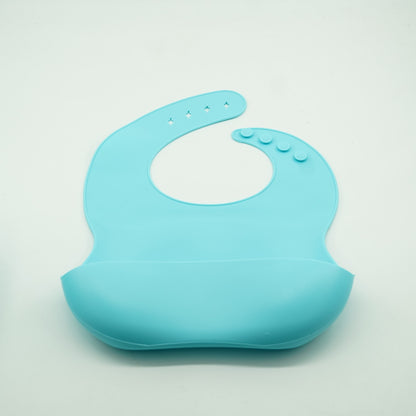 Set 5 piese diversificare bebelusi si copii din silicon Flippy, baveta, farfurie compartimentata cu ventuza, bol cu ventuza, tacamuri, fara alergeni, albastru-4