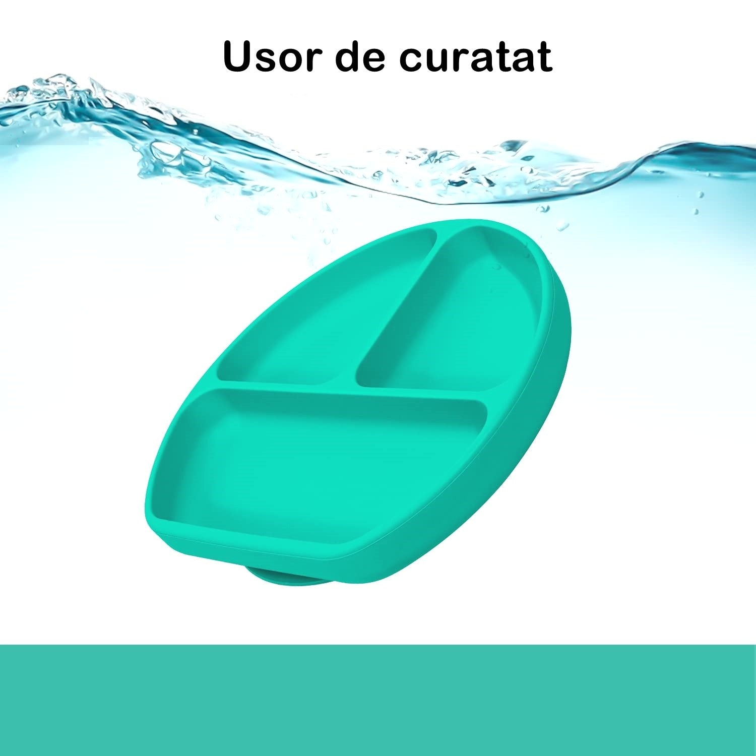 Set 5 piese diversificare bebelusi si copii din silicon Flippy, baveta, farfurie compartimentata cu ventuza, bol cu ventuza, tacamuri, fara alergeni, verde-1