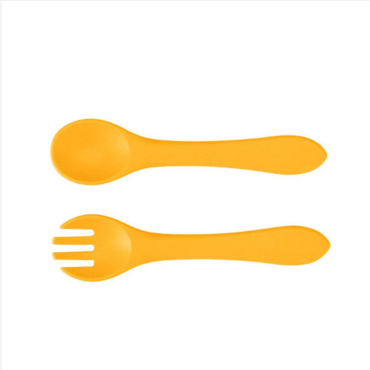 Set 5 piese diversificare bebelusi si copii din silicon Flippy, baveta, farfurie compartimentata cu ventuza, bol cu ventuza, tacamuri, fara alergeni, galben-1