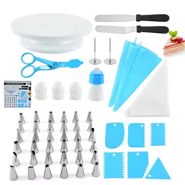 Set 55 Piese Ustensile pentru Ornare Prajituri, Flippy, din Plastic si Otel Inoxidabil, Multicolor-0