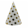 Set 6 Coifuri Metalizate, Flippy, pentru Petrecere, Tematica Aniversare, Model Buline, 20 cm, Auriu-0