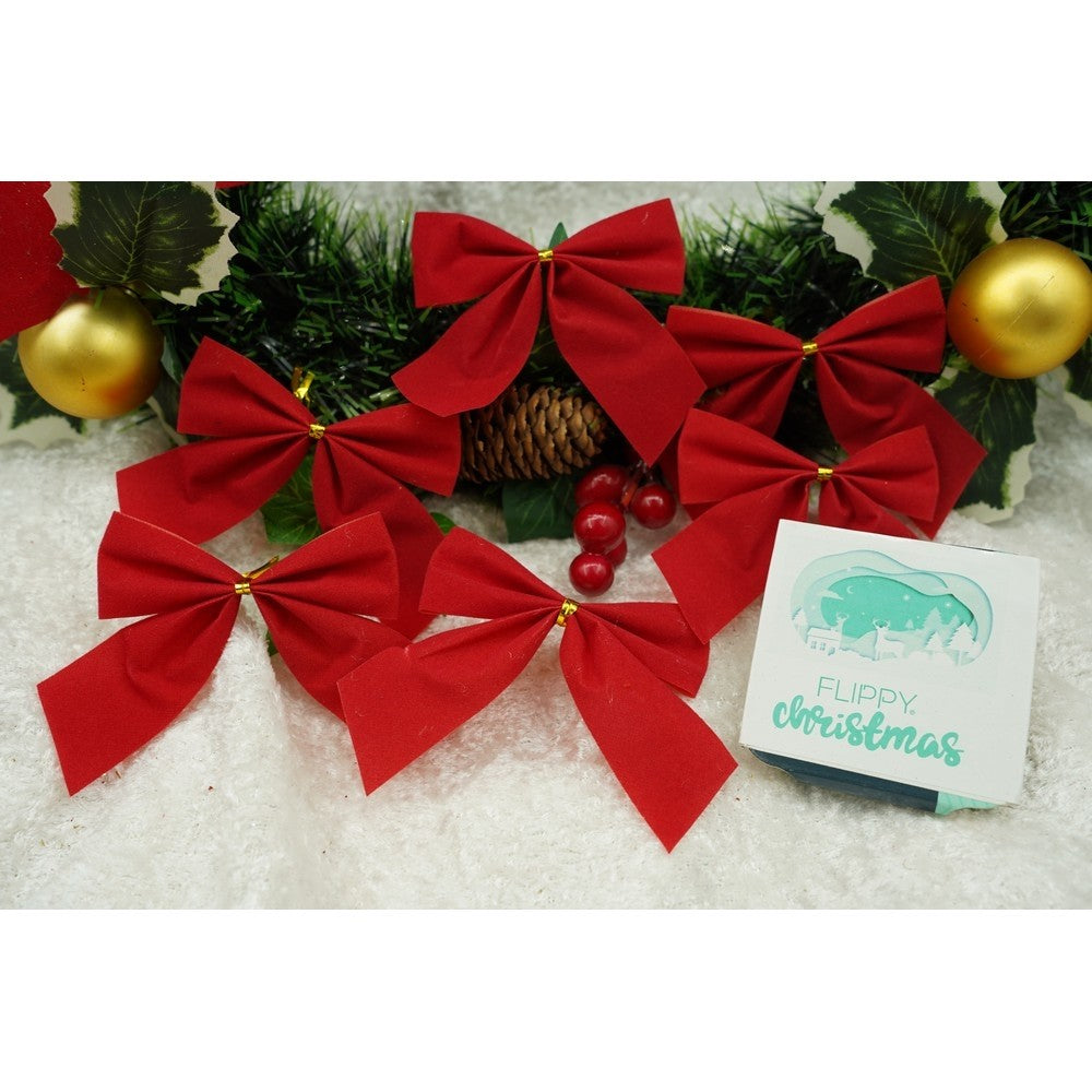 Set 6 fundite pentru brad, Rosii, clasice , 7 x 8 cm, din poliester, Flippy-4