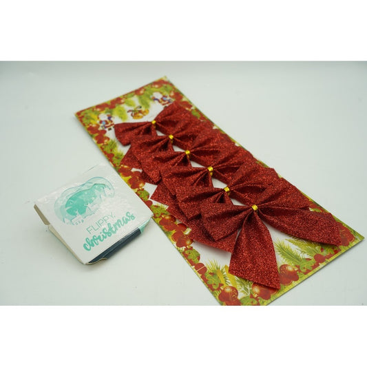 Set 6 fundite pentru brad, Rosii, clasice, cu sclipici, 8 x 9 cm, din poliester, Flippy-1