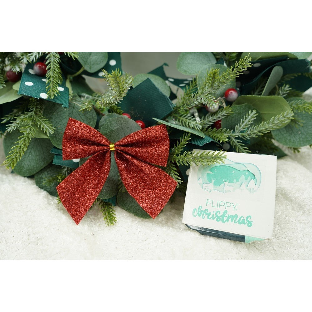 Set 6 fundite pentru brad, Rosii, clasice, cu sclipici, 8 x 9 cm, din poliester, Flippy-3