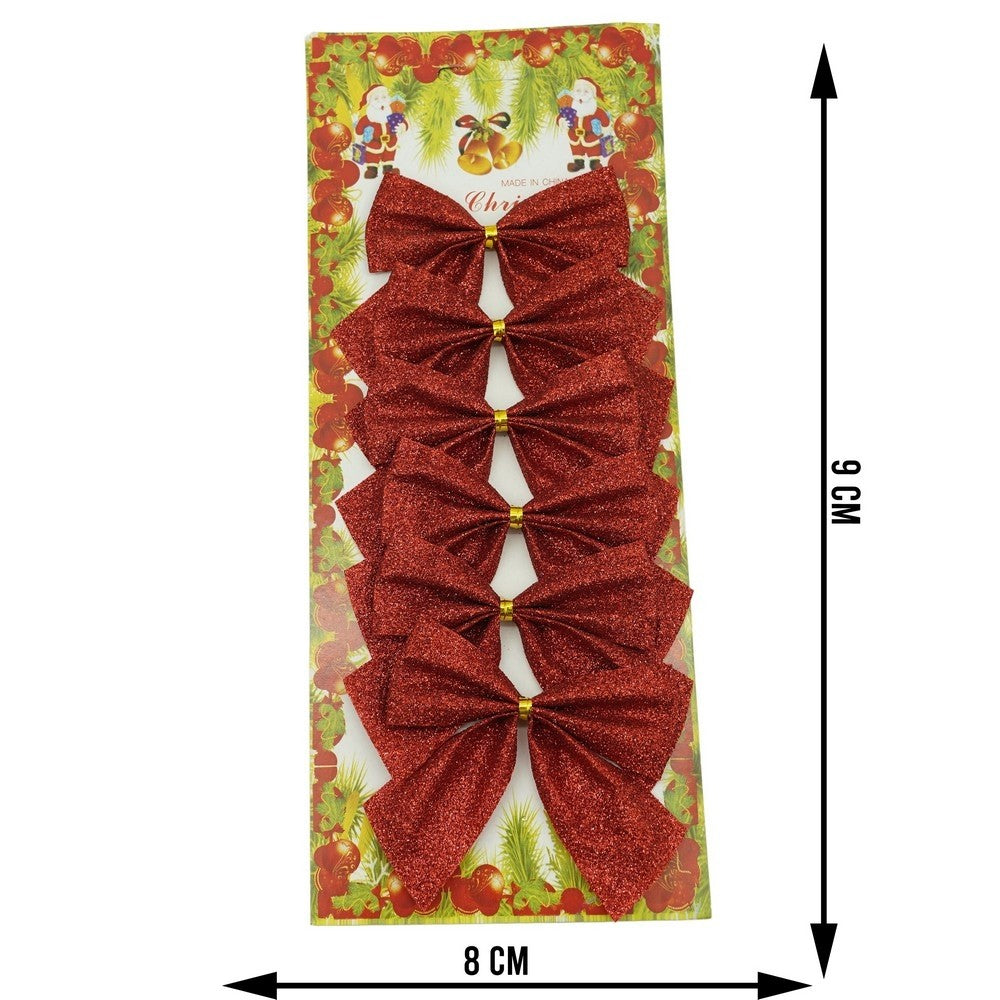 Set 6 fundite pentru brad, Rosii, clasice, cu sclipici, 8 x 9 cm, din poliester, Flippy-5